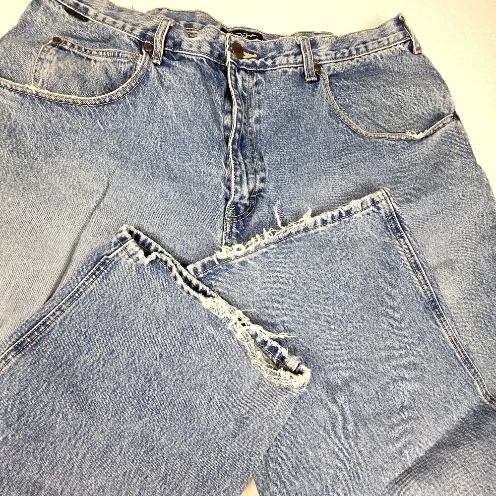 Sean John Mens Jeans 40x32 Blue Baggy Retro Hip-Hop Distressed Denim Hammer Loop
